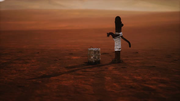 Old Rusted Metal Well in Desert