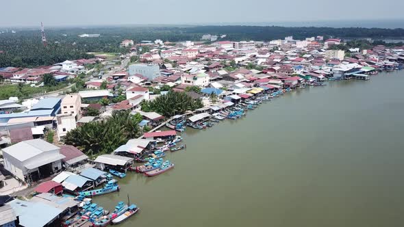 Aerial view chinese fisherman village