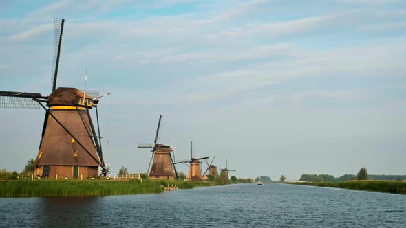 Windmills at Kinderdijk in Holland. Netherlands