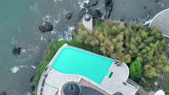 Tsikhisdziri, Georgia - May 8 2022: Aerial view of Castello Mare Hotel