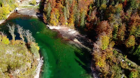 Beautiful Autumn Landscape on the Lake Ödsee in the Mountains in Upper Austria Salzkammergut