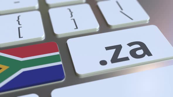 Domain .Za and Flag of South Africa on the Keyboard