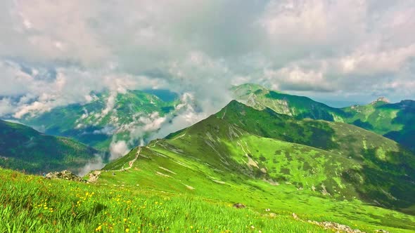 Top of Kasprowy wierch and green valley in the summer, Poland