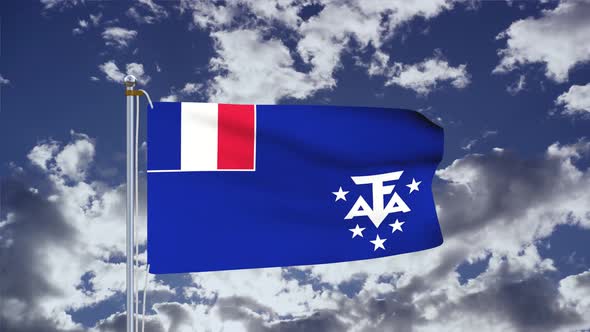 French Southern And Antarctic Lands Flag Waving 4k