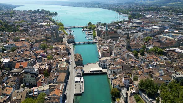 Amazing View Over the City Center of Zurich in Switzerland