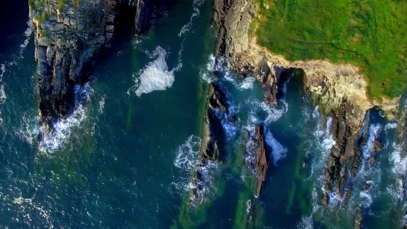 Aerial of coastline 4k