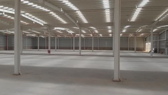 Panoramic View of an Empty Warehouse
