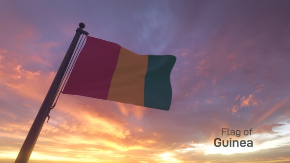 Guinea Flag on a Flagpole V3