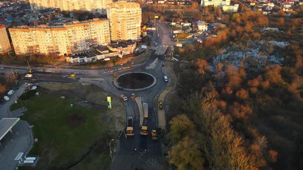 Rivne, Ukraine November 6, 2021. Construction Of The Highway, Laying Of Asphalt