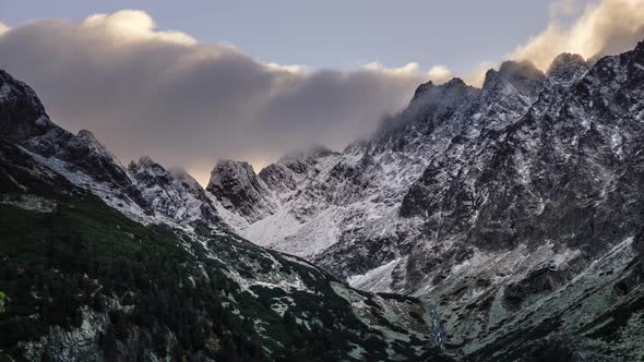 Cloudscape of European Alps Mountain Landscape at Winter