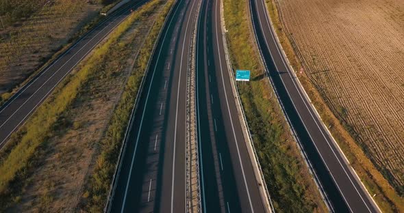 Top view over the highway, expressway and motorway