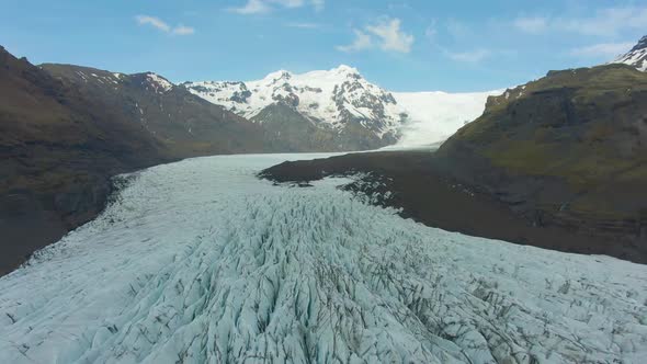 Svinafellsjokull Glacier and Mountain. Iceland. Aerial View