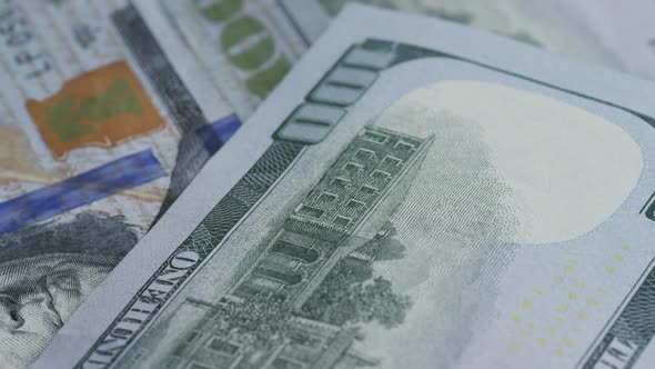 Rotating stock footage shot of $100 bills - MONEY 0132