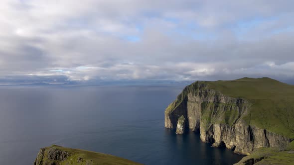 Drone Over Coastline With Asmundarstakkur Sea Stack