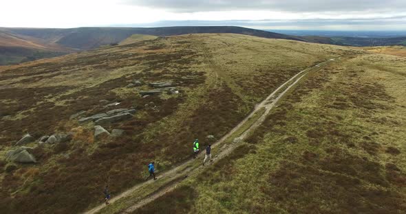 People running in landscape