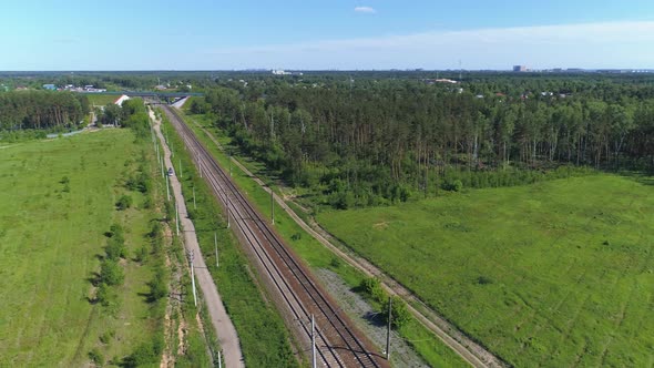 Two-track Railway. The Camera Moves Around Counter-clockwise