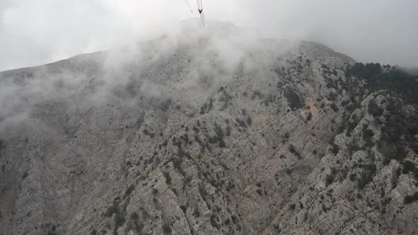 Turkish Tahtali Mountain in the Fog High Top Landscape View