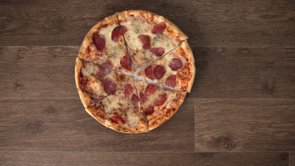 Pizza To Plate, Different Hands Take Pieces, Stop Motion Animation