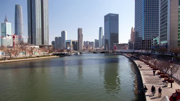 Tianjin hyperlapse Center Heping District at River