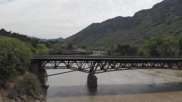 Aerial view of the bridge in Mtskheta. Georgia