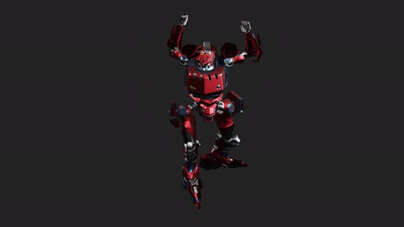 Red mecha in action in Victory style
