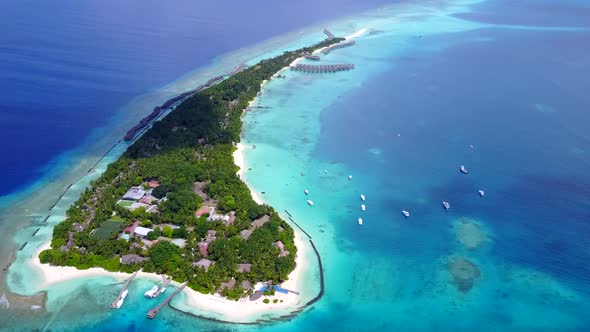 Aerial sky of exotic shore beach by sea and sand background