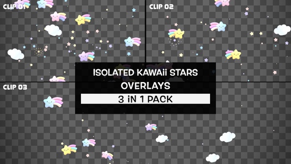 Isolated Kawaii Stars Overlays Pack