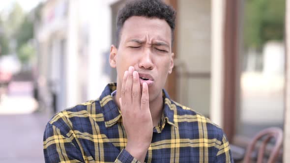 Toothache Young African Man with Tooth Pain