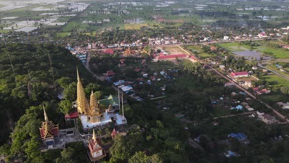 Aerial view of Phnom Sampov Mountain, Battambang, Cambodia.