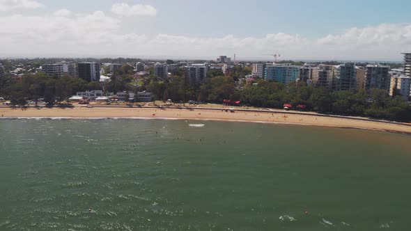 Aerial drone view of Suttons Beach, Redcliffe, Australia