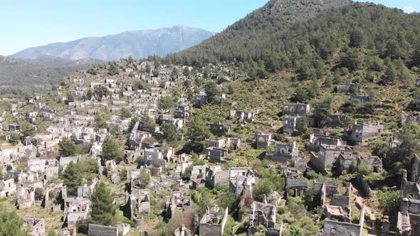 Aerial Drone View Former Greek Village Kayakoy Fethiye Turkey