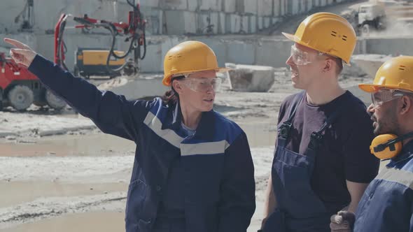 Quarry Workers Talking Loudly