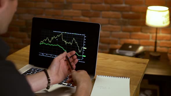 Young Successful Businessman Working in Office at Night