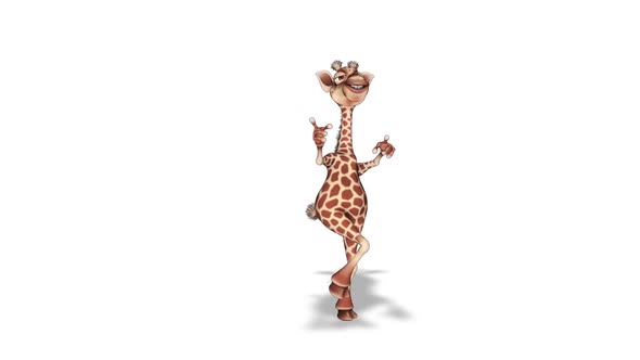 Cartoon 3D Giraffe Dance  Looped on White