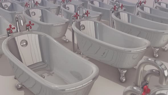 A Lot Of Bathtubs In A Row 4k