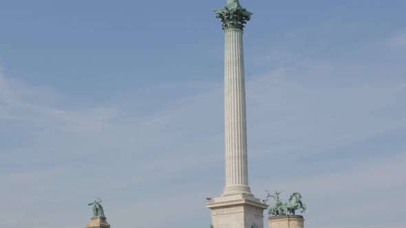 Famous  Millennium Monument on Heroes square in the Hungarian capital Budapest tilting 4K 2160p Ultr