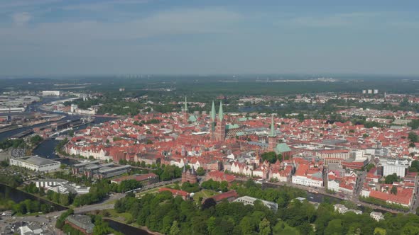 Aerial Panoramic View of Medieval City Centre