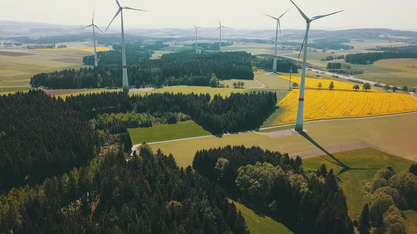 Aerial Footage with Wind Turbines or Wind Wheels