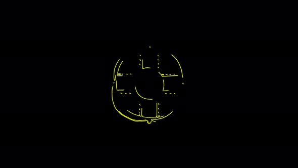 Lifebuoy moving lines icon on black background. 4K video neon line animation.