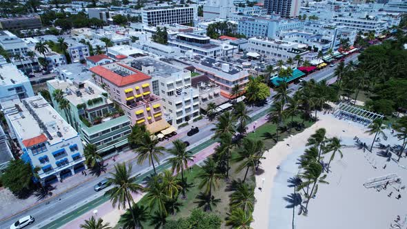 Coast city of Miami Beach Florida United States. Tropical scenery.