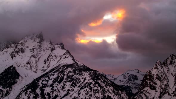 Sunset View  of Snowy Mountain Peak