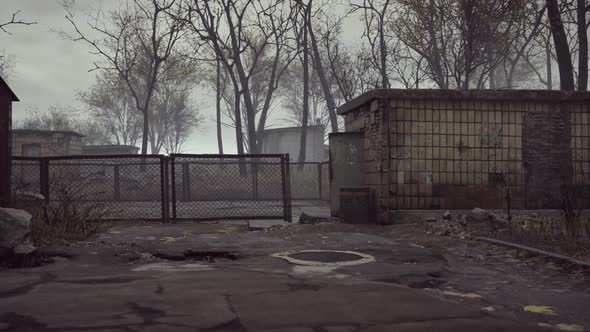 Old Abandoned Garages in the Forest alt