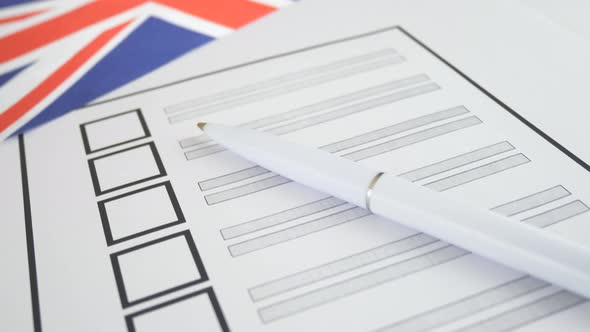 Voting Ballot Paper with White Pen in United Kingdom