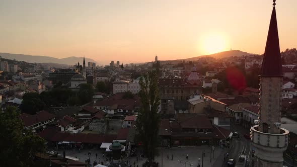 Sen set in panoramic Sarajevo city