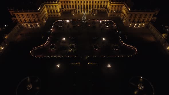 Aerial of the Christmas Market at Schonbrunn Palace