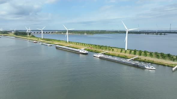 Bulk Carrier Ships Docked at Volkerak Lock in the Netherlands