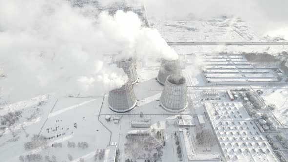 Fuming Chimneys Of A Power Plant