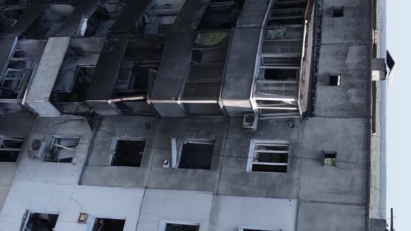 Vertical Video of a Destroyed Building in Borodyanka Ukraine