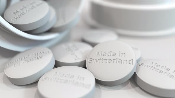 Pills with MADE IN SWITZERLAND Text