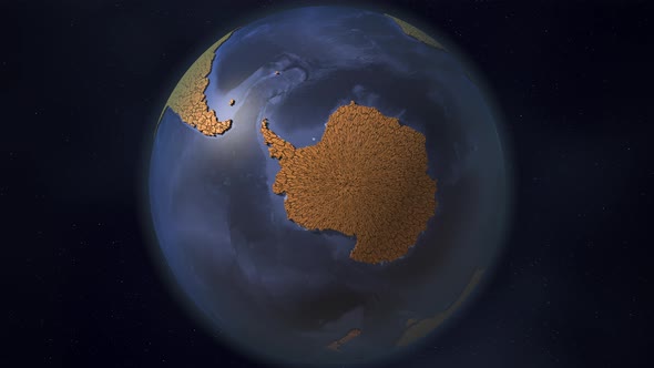Continent of Antarctica Covered with Dry Cracked Earth